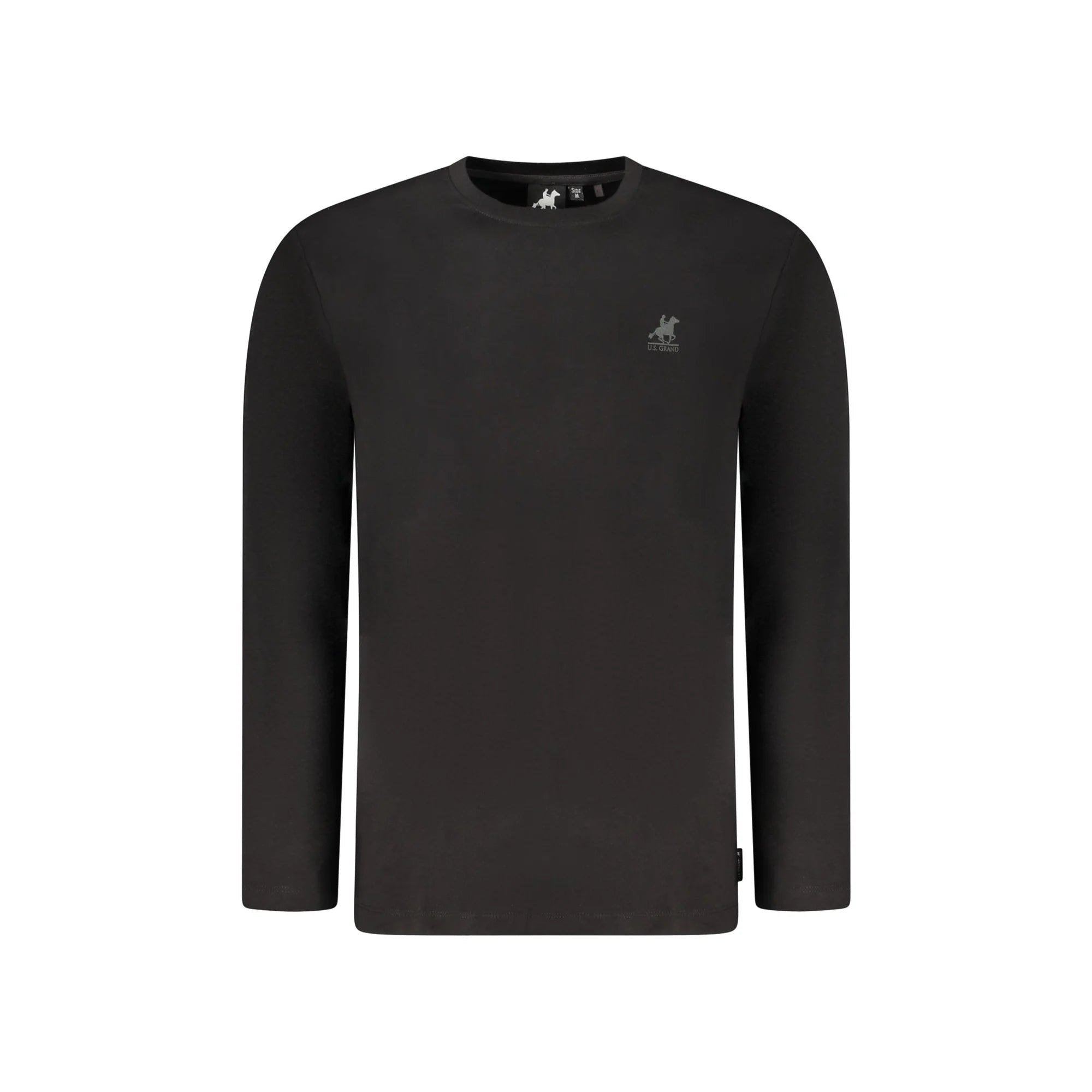 U.S. Grand T-Shirt Uomo Nera Maniche Lunghe Girocollo Logo Nero - foto prodotto